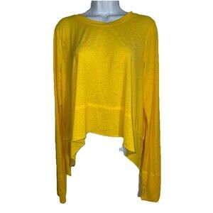 FP Movement  Tempo Long Sleeve Thumb Hole Yellow Top Crop Women Size Large